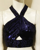 Sequin Halter Crop Top