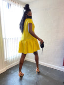 Yellow Cocktail Dress- Yellow Baby Doll Dress