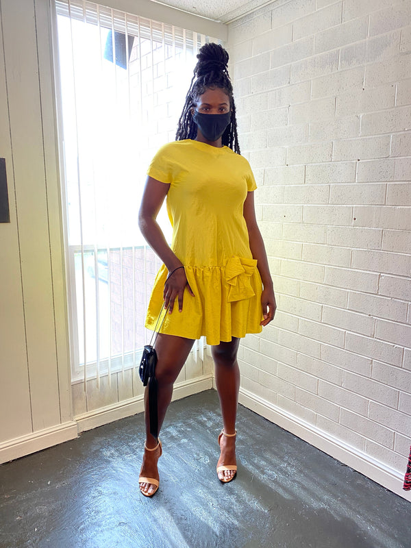 Yellow Cocktail Dress- Yellow Baby Doll Dress