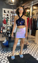 Sequin Halter Crop Top